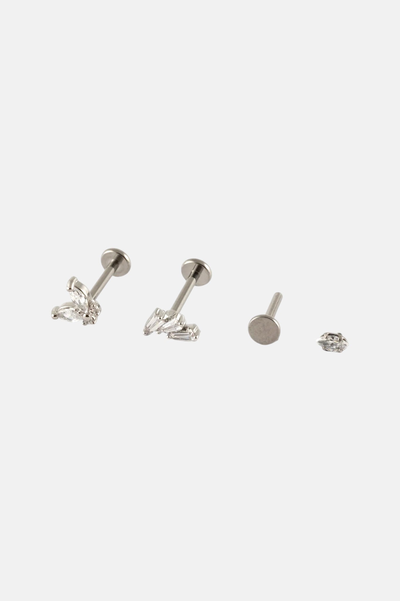 SILVER 16G 3 PACK CZ BUTTERFLY FLATBACK