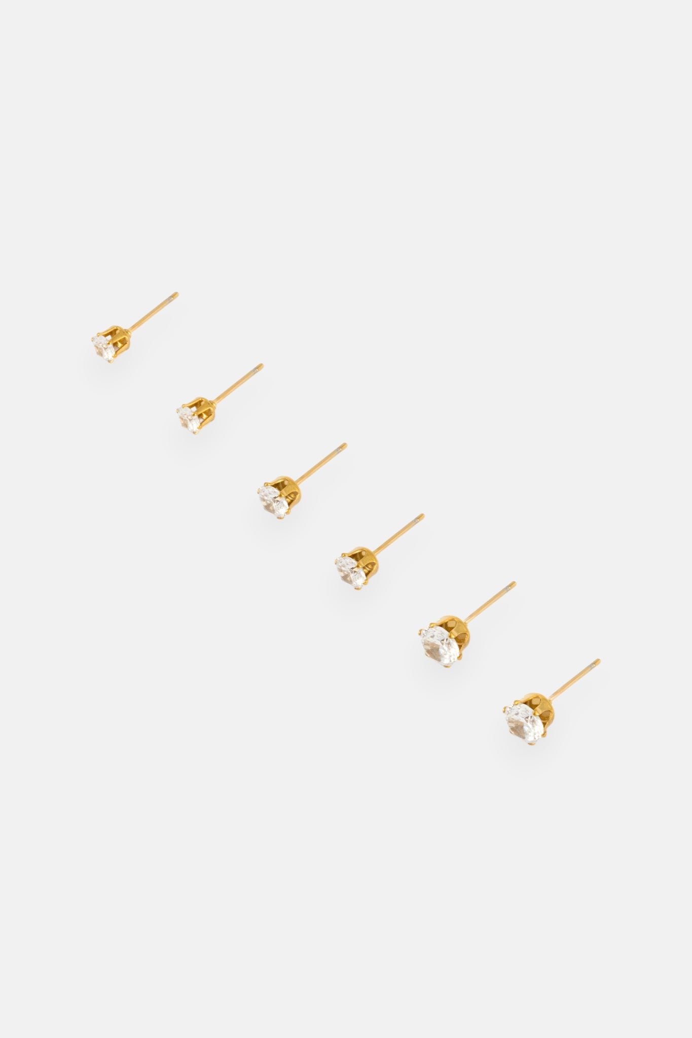 WATERPROOF GOLD GRADUATING CZ 3 PACK EARRINGS