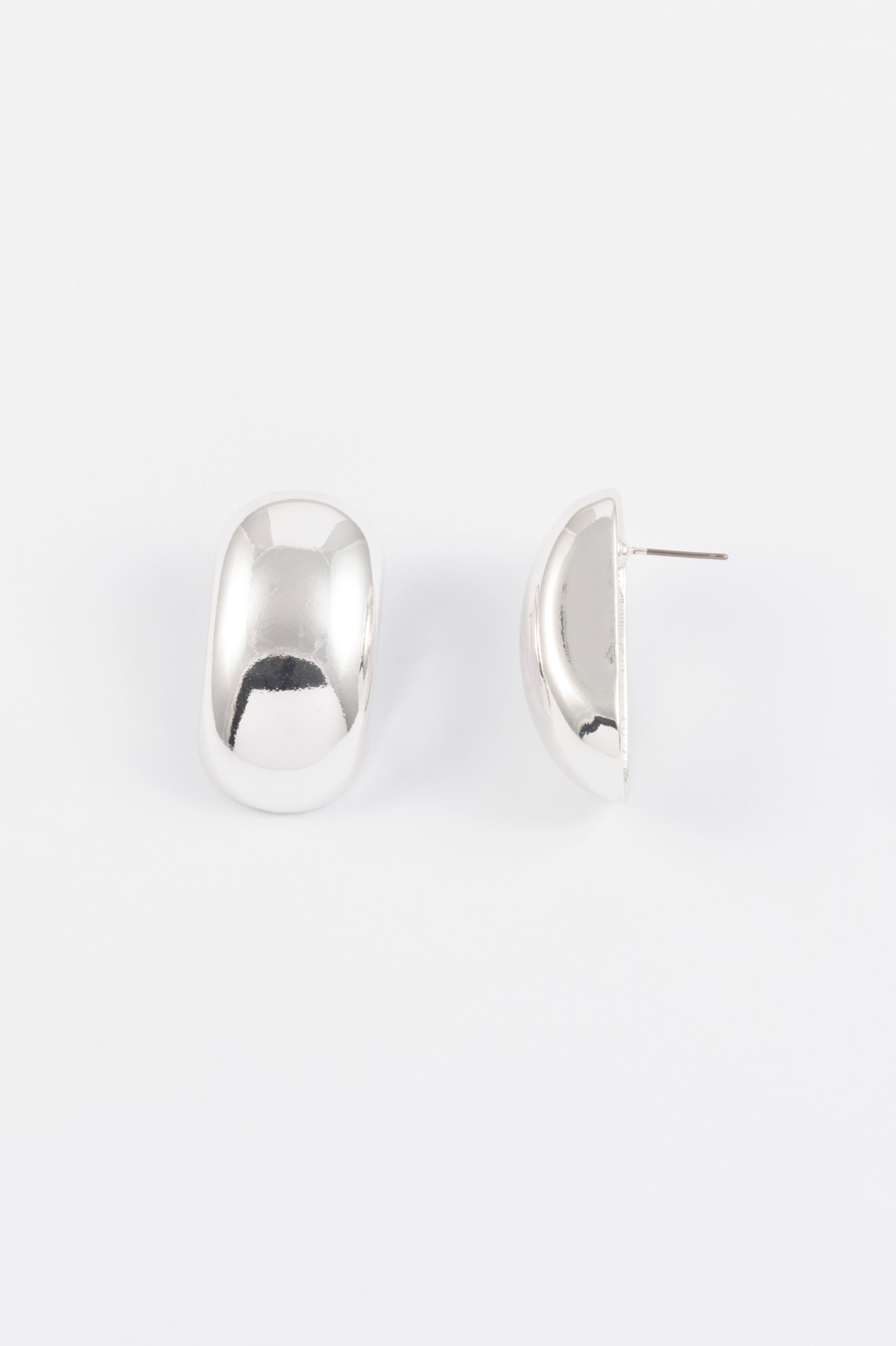 SILVER POLISHED DOME EARRING