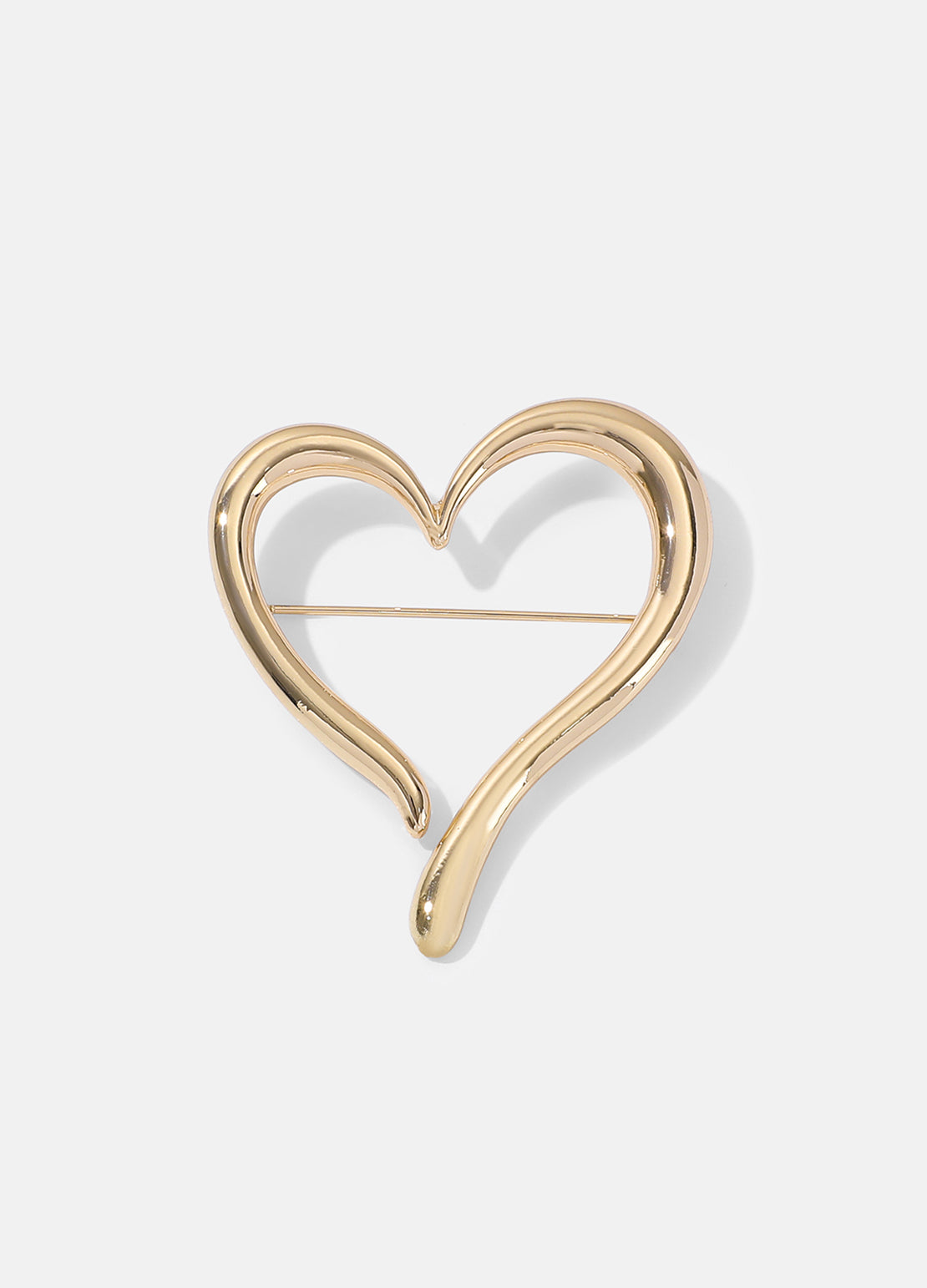 GOLD CUT OUT HEART BROOCH