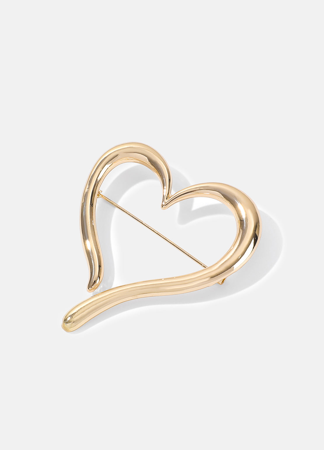GOLD CUT OUT HEART BROOCH