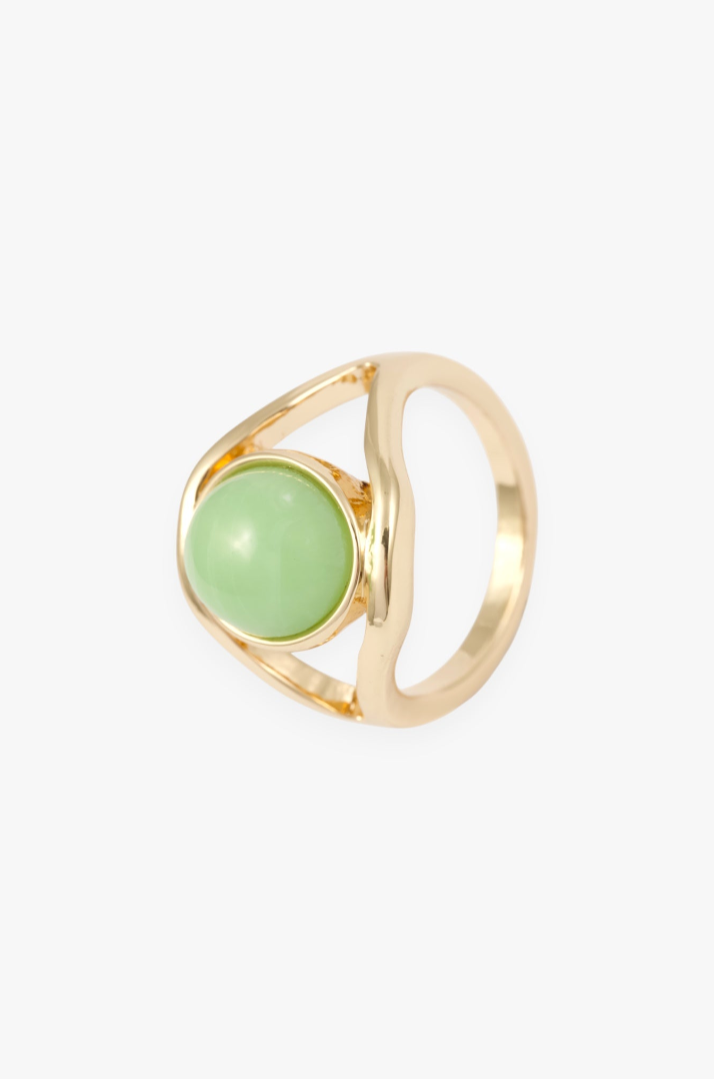 GOLD GREEN RESIN STATEMENT RING - SM