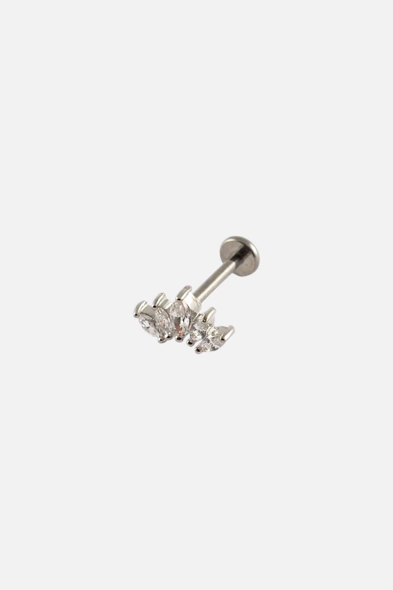 SILVER 16G CZ 5 MARQUISE FLATBACK