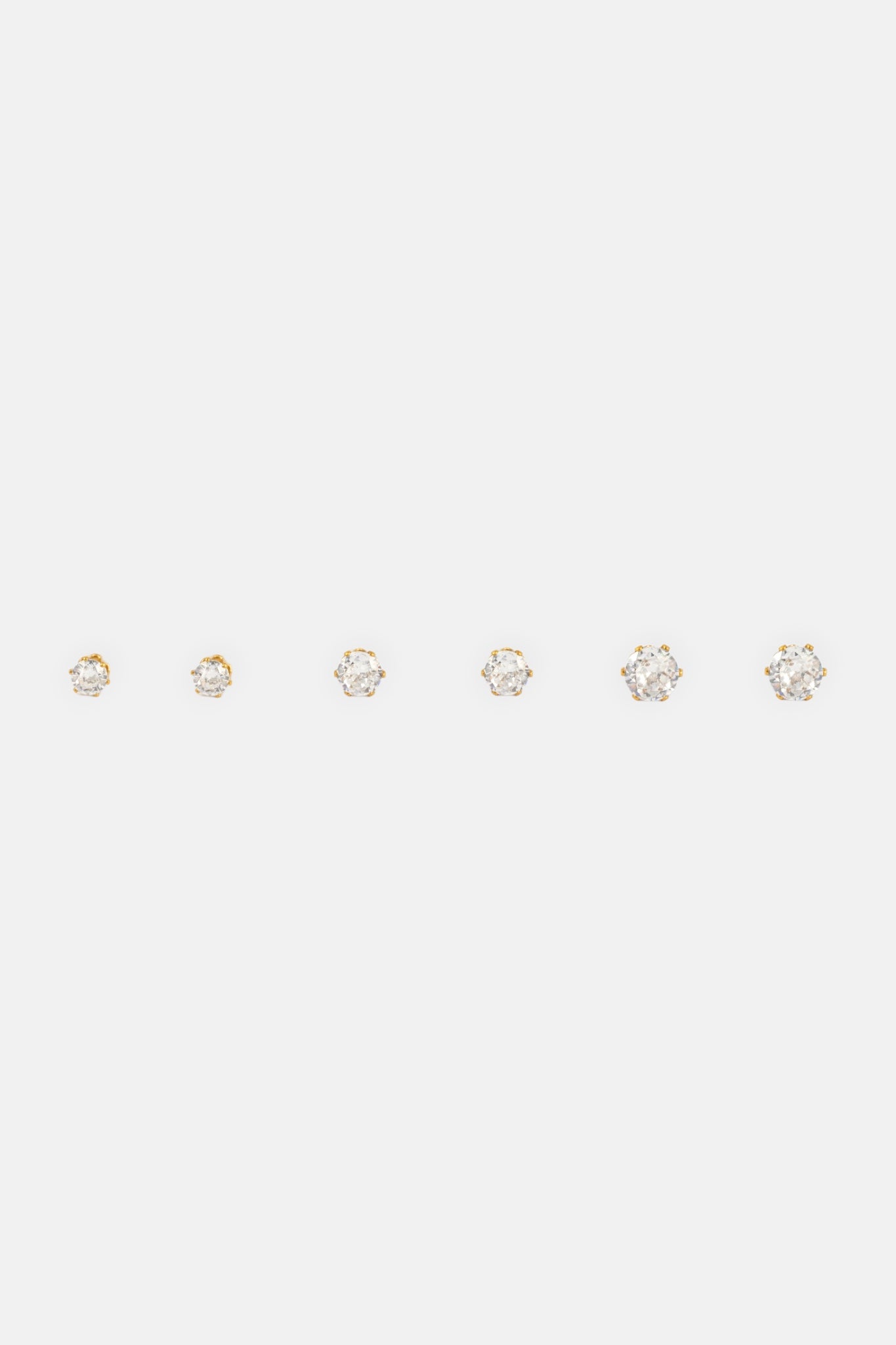 WATERPROOF GOLD GRADUATING CZ 3 PACK EARRINGS