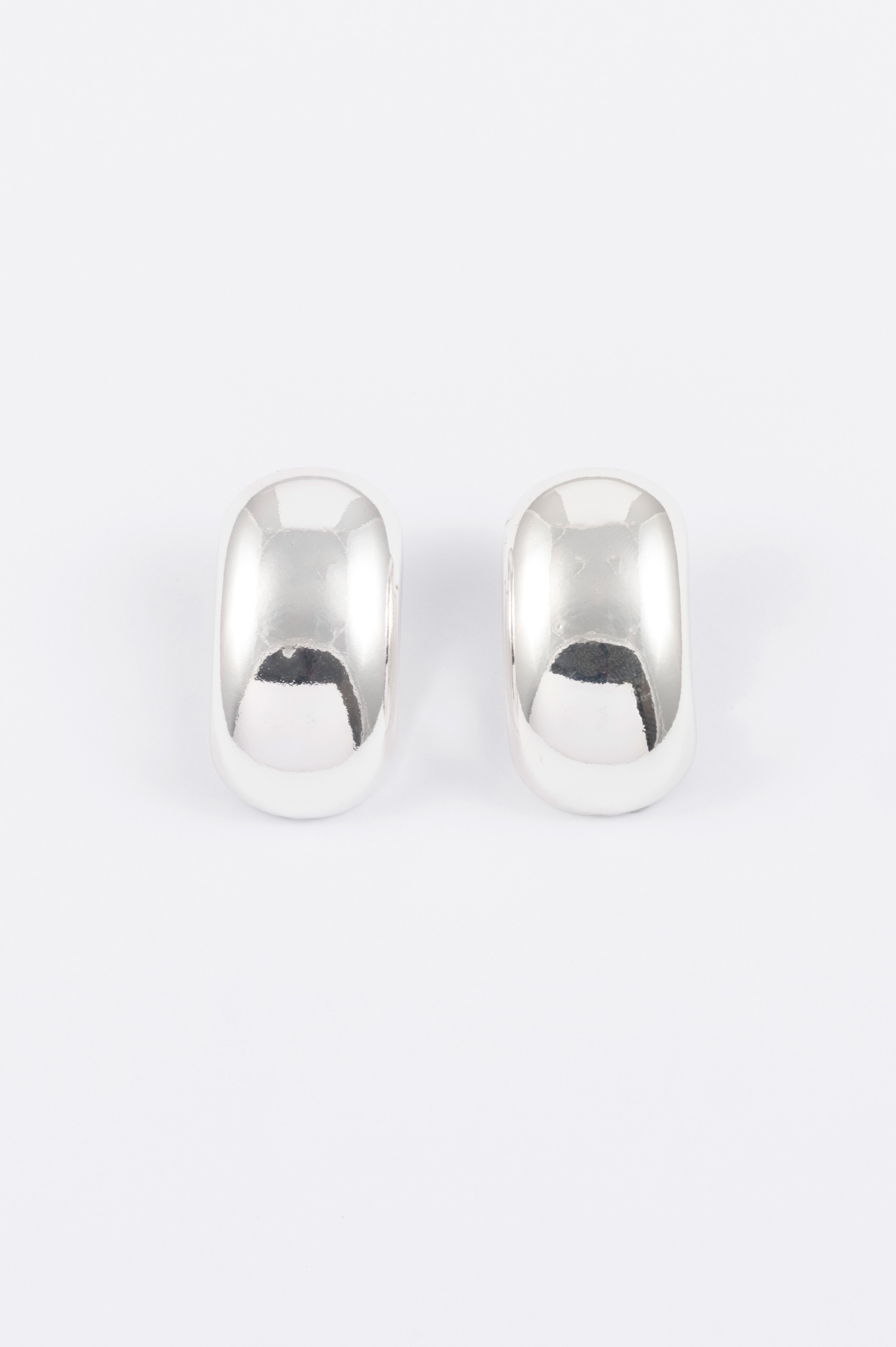 SILVER POLISHED DOME EARRING