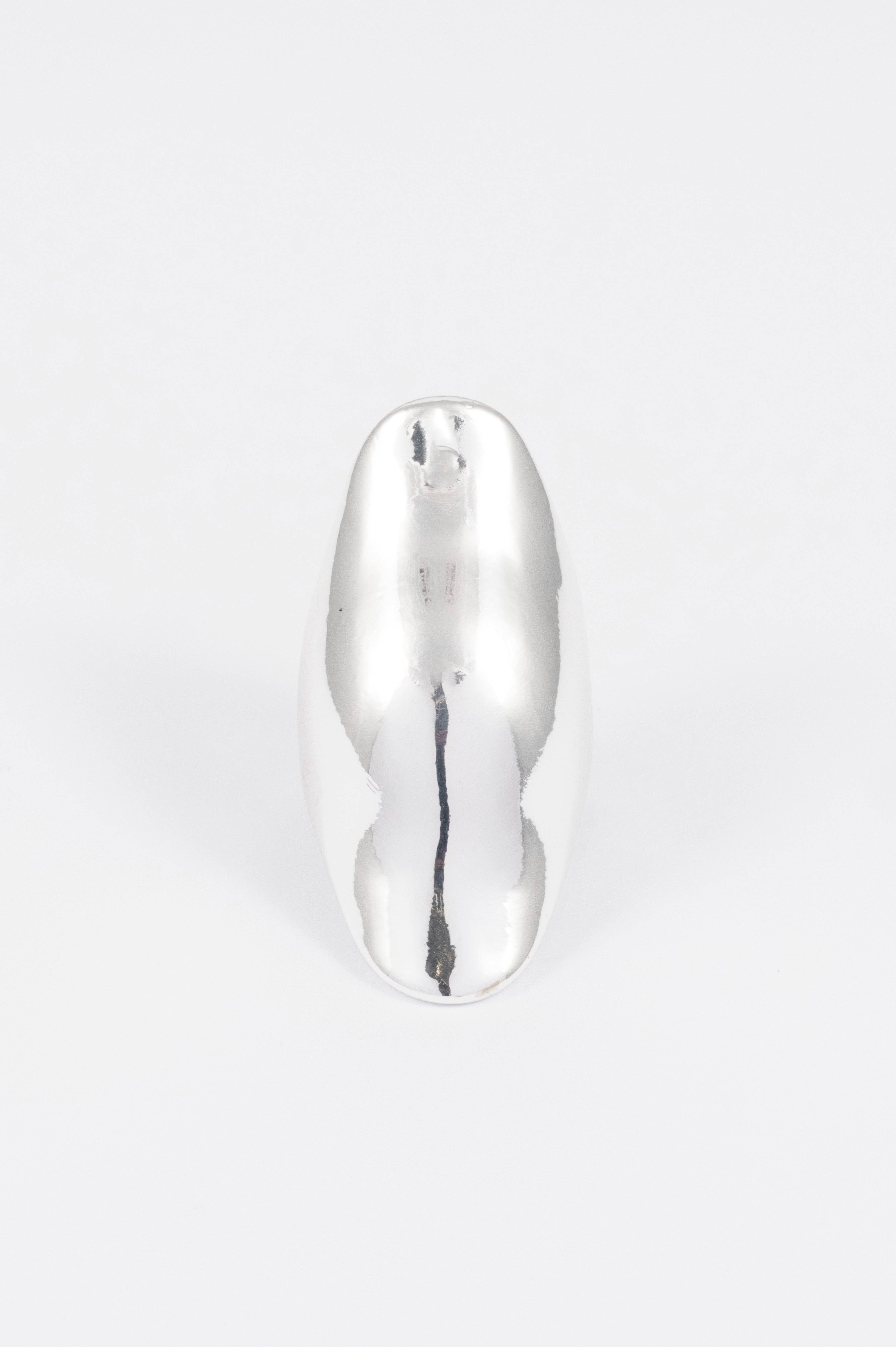 SILVER POLISHED LARGE SHIELD RING S/M