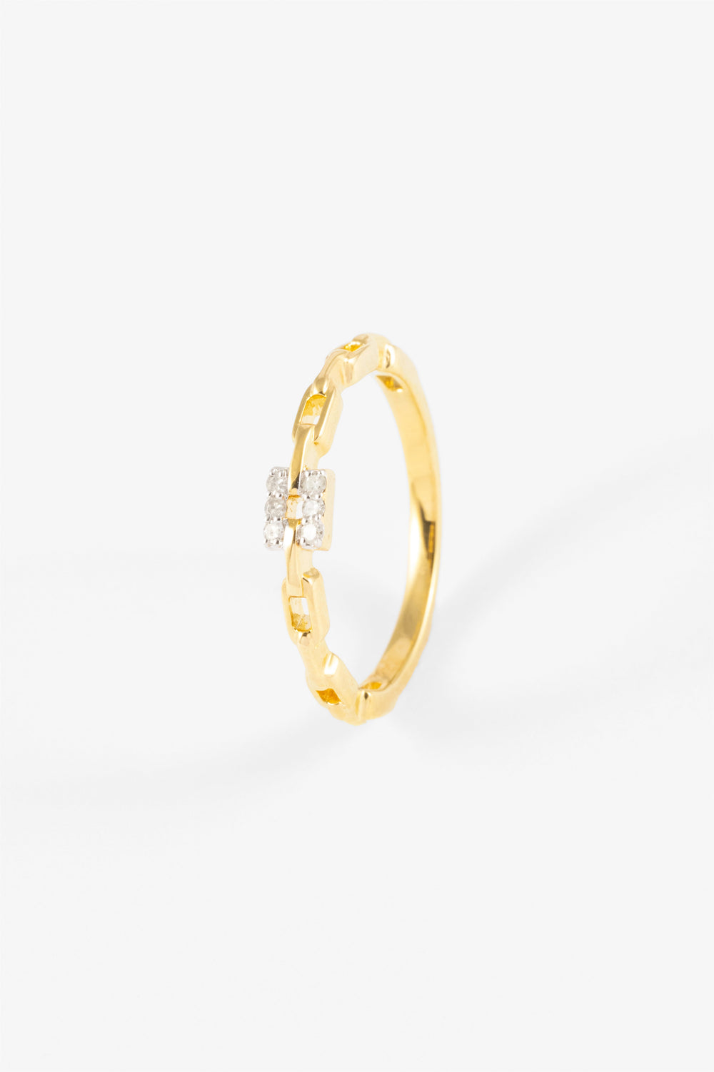 VERMEIL DIAMOND H CHAIN LINK RING M/L