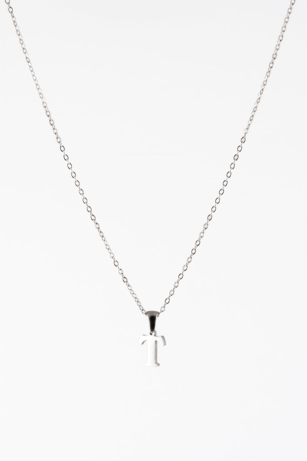 SILVER METAL INITIAL T CHAIN