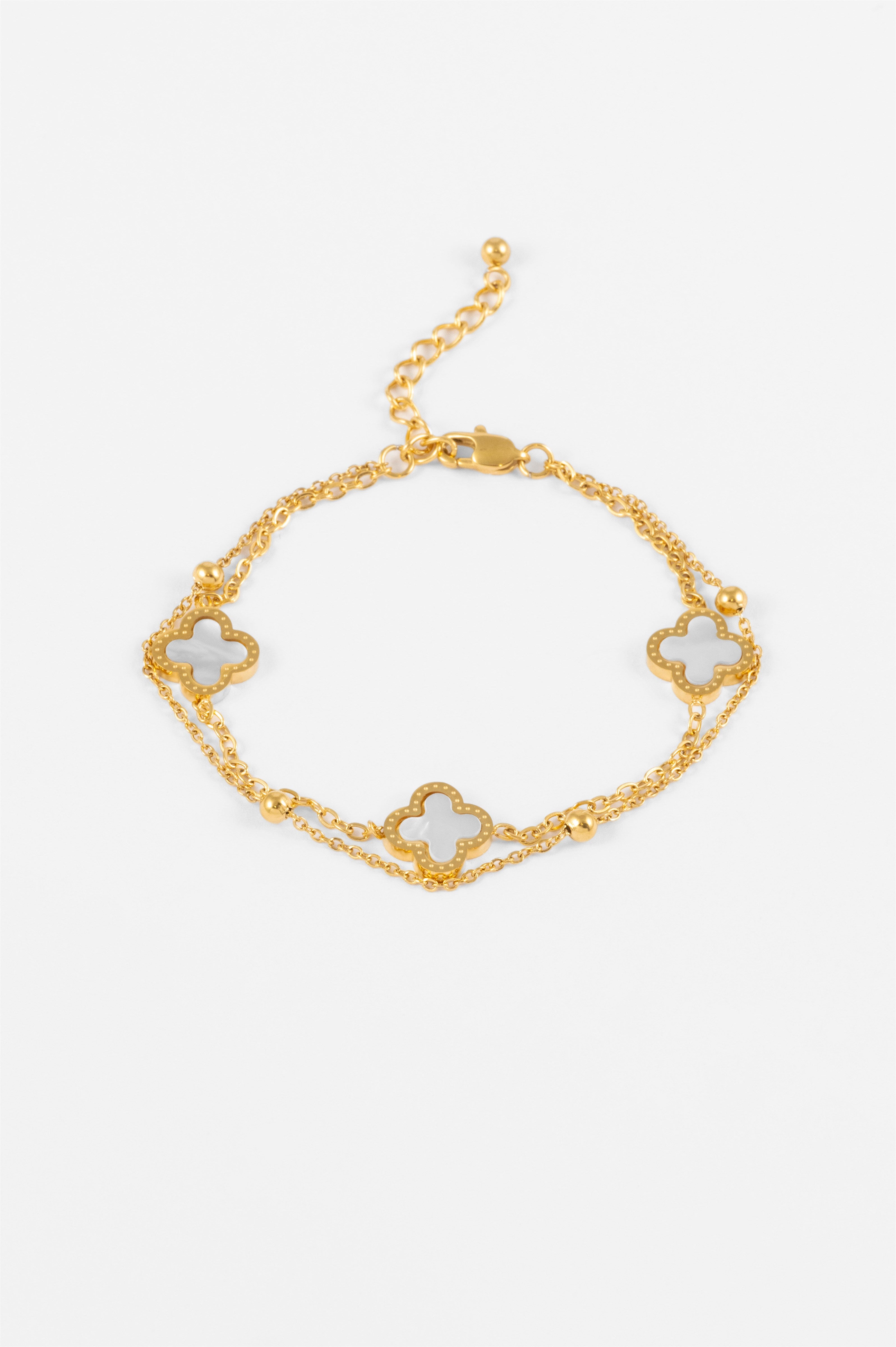 GOLD ENAMEL BLOOM CHAIN BRACELET