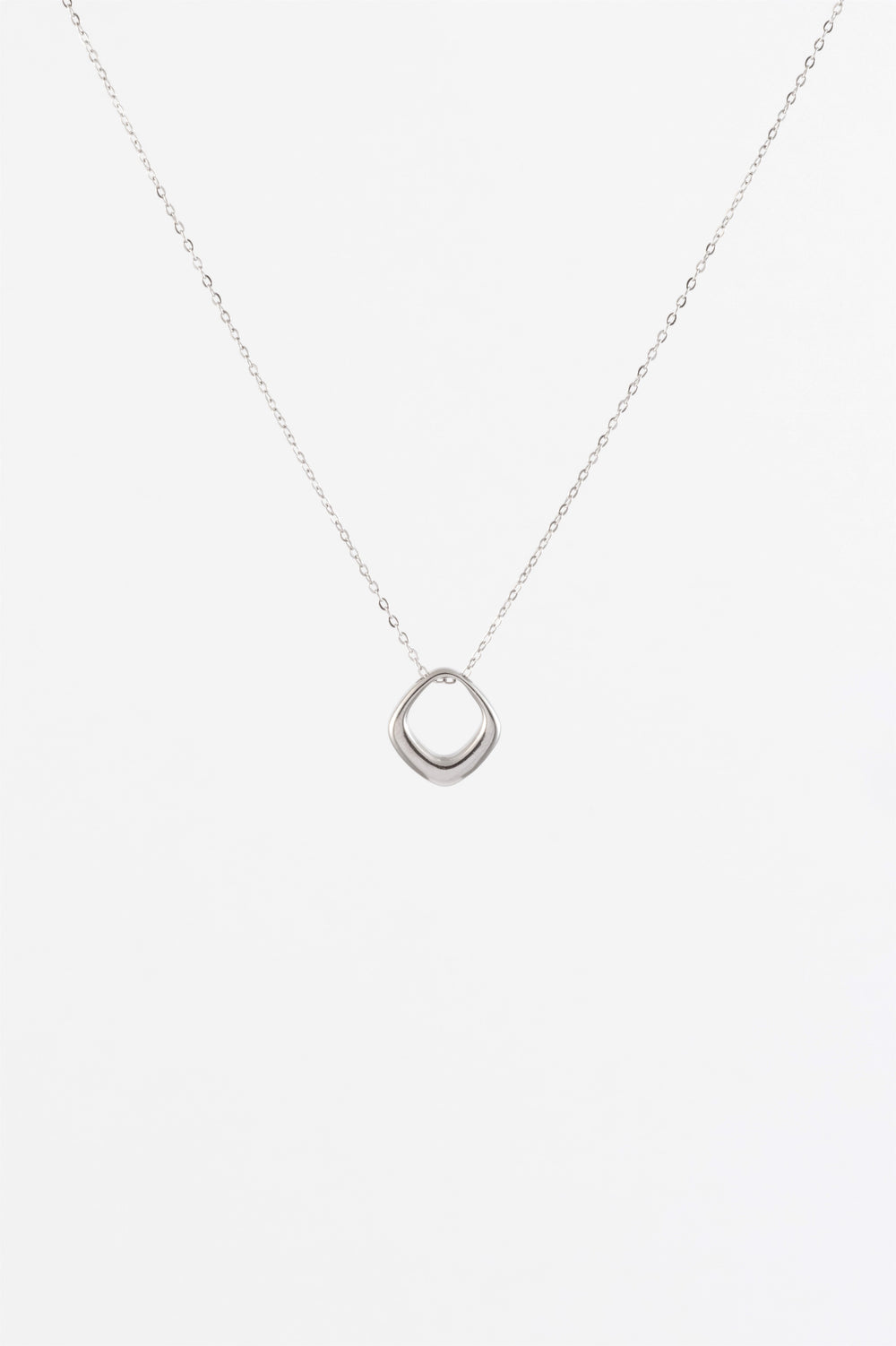 WATERPROOF SILVER MINI ORGANIC RHOMBUS PENDANT