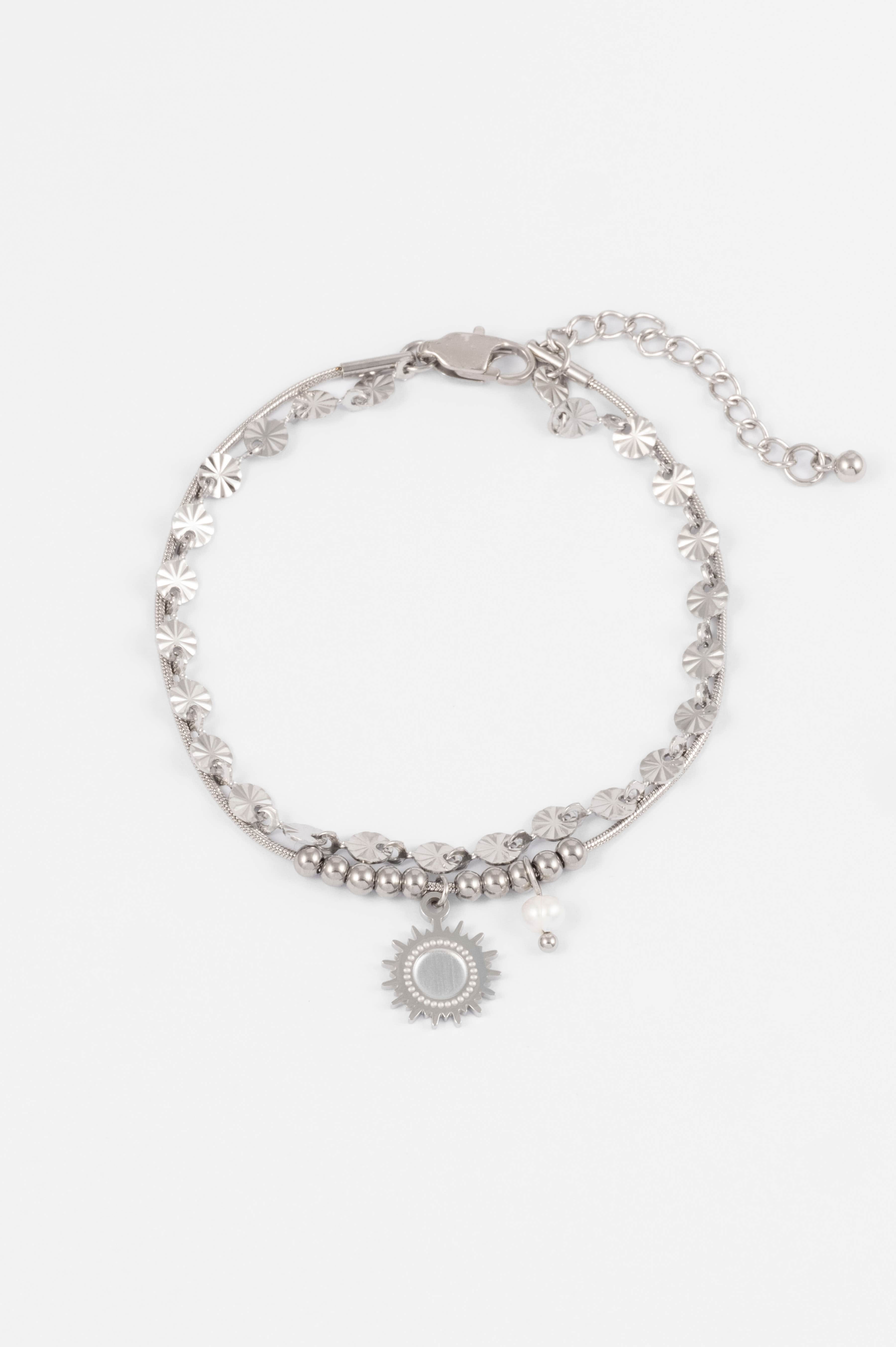 WATERPROOF SILVER MULTI LAYERED CHAIN BRACELET
