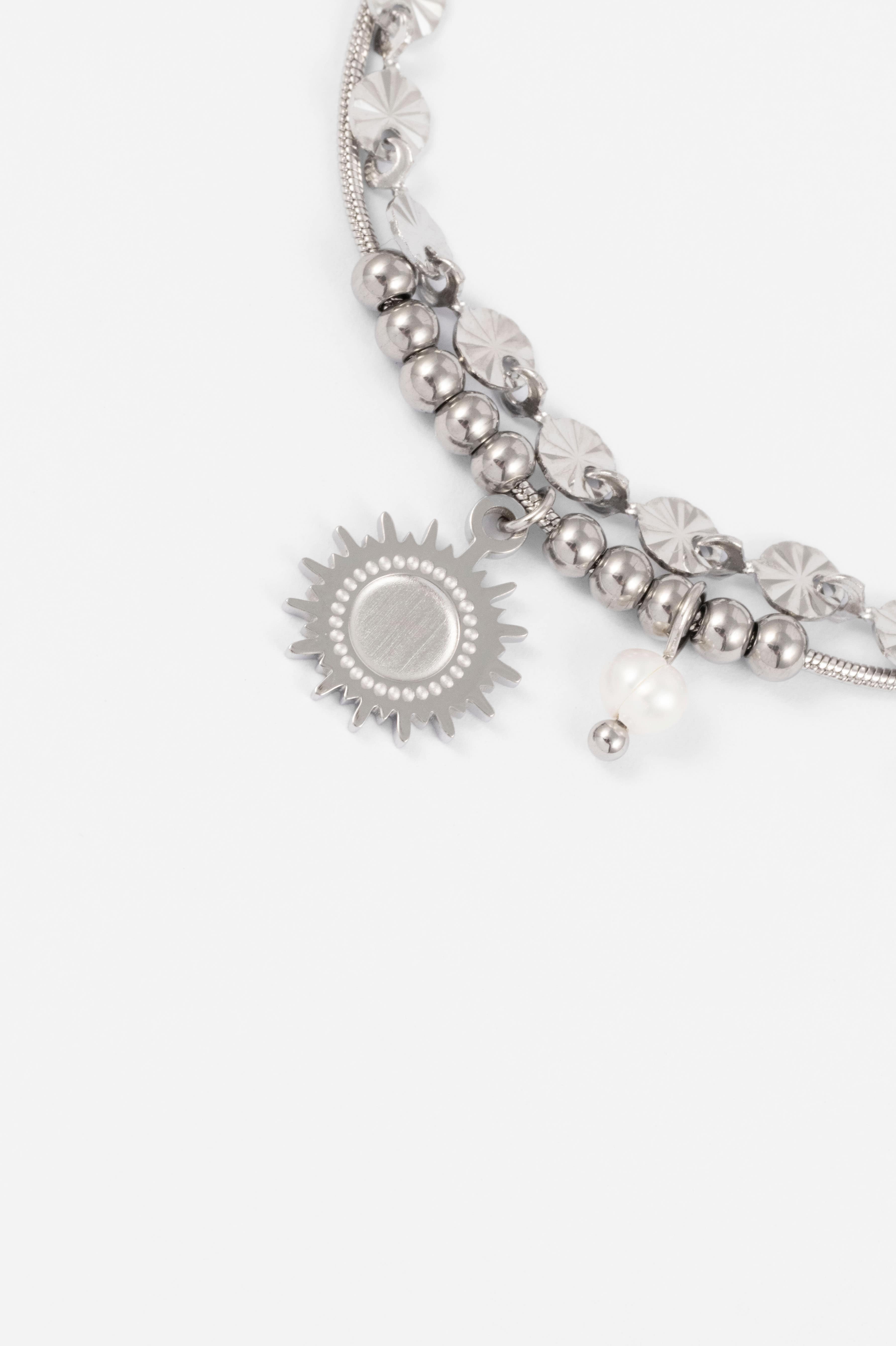 WATERPROOF SILVER MULTI LAYERED CHAIN BRACELET