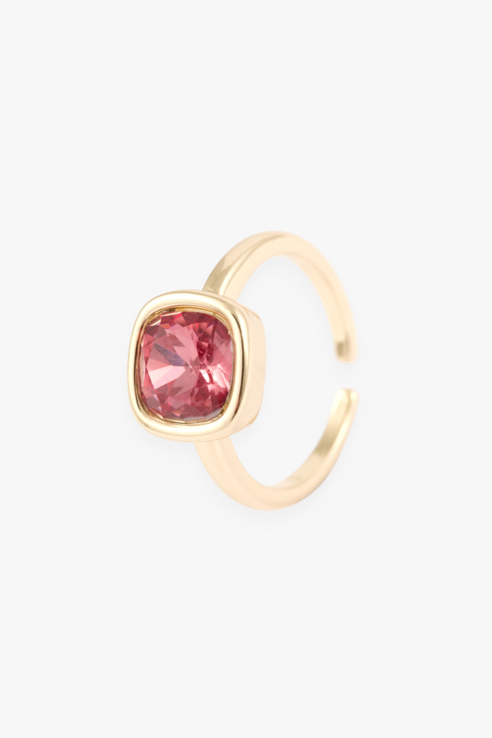 GOLD STATEMENT PINK STONE ADJUSTABLE RING
